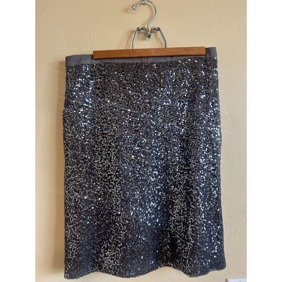 J Crew sequined mini skirt silver gray 4 cocktail party fun - Picture 1 of 3